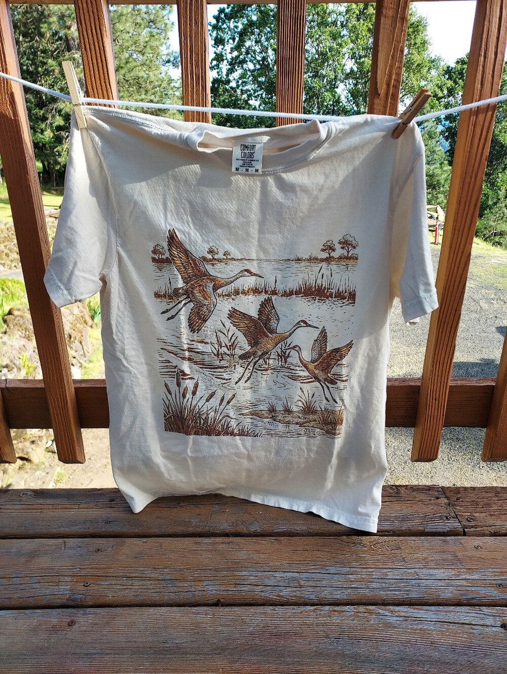 River Bird Cattails Scene Tshirt